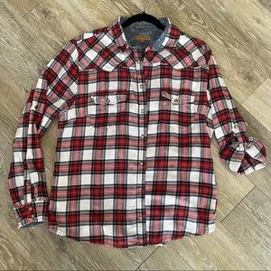 Jachs Girlfriend Red and White Plaid Shirt